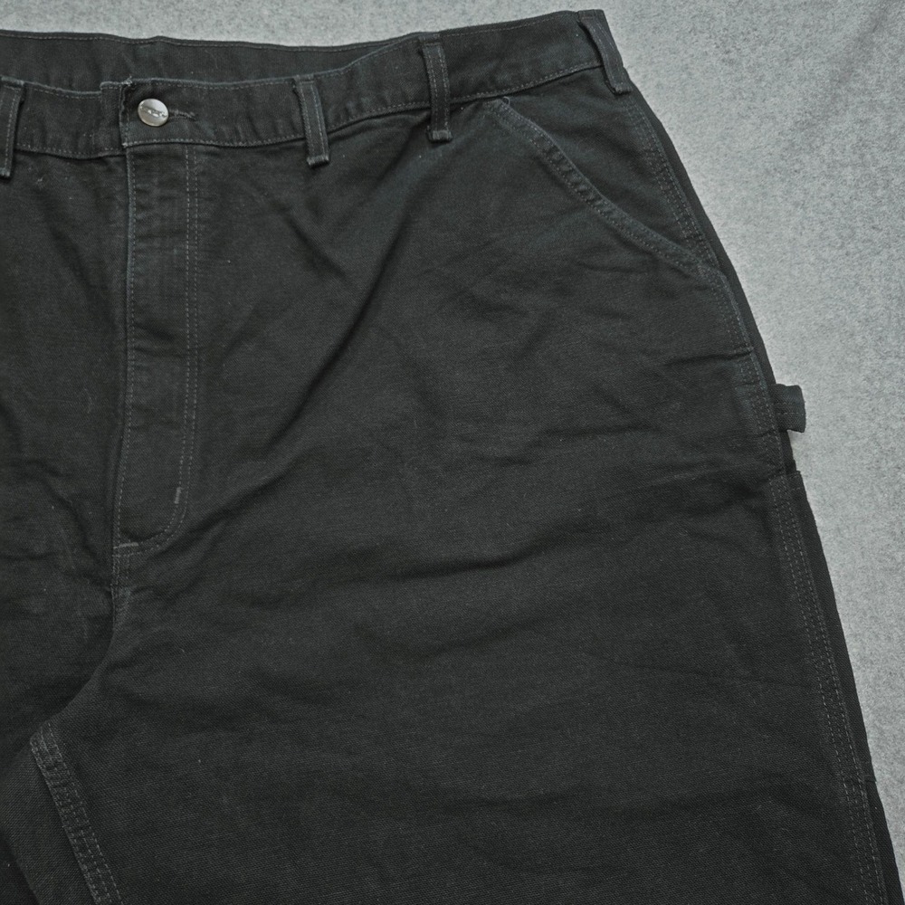 Carhartt Pants Mens 44x29 Black Carpenter Canvas Workwear Pockets Big Tall - Picture 3 of 16